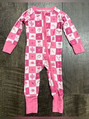 Bamboo •Western Cowgirl Christmas• Print | Pink Check | size 18-24m